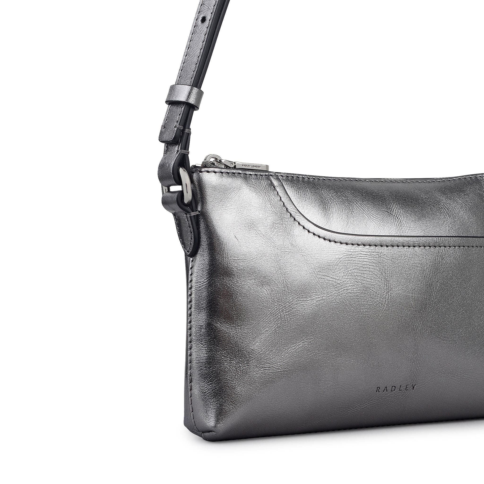 Radley Pockets - Metallic Mini Ziptop Shoulder Bag, Alternate, color, Silver
