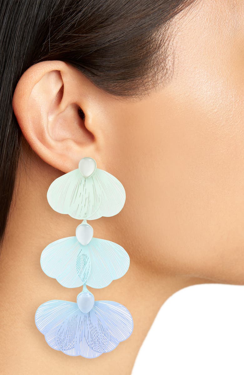 NORDSTROM RACK Ombré Petal Drop Earrings, Alternate, color, Green- Blue- Ombre