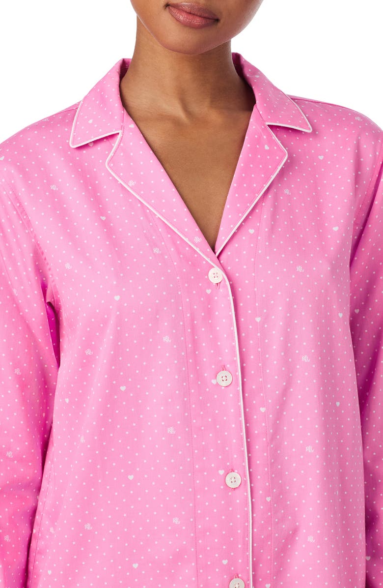 Lauren Ralph Lauren Long Sleeve Cotton Blend Sleepshirt, Alternate, color, Pink Print