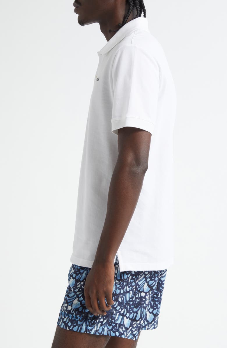 McQueen Embroidered Logo Cotton Piqué Polo, Alternate, color, Optical White