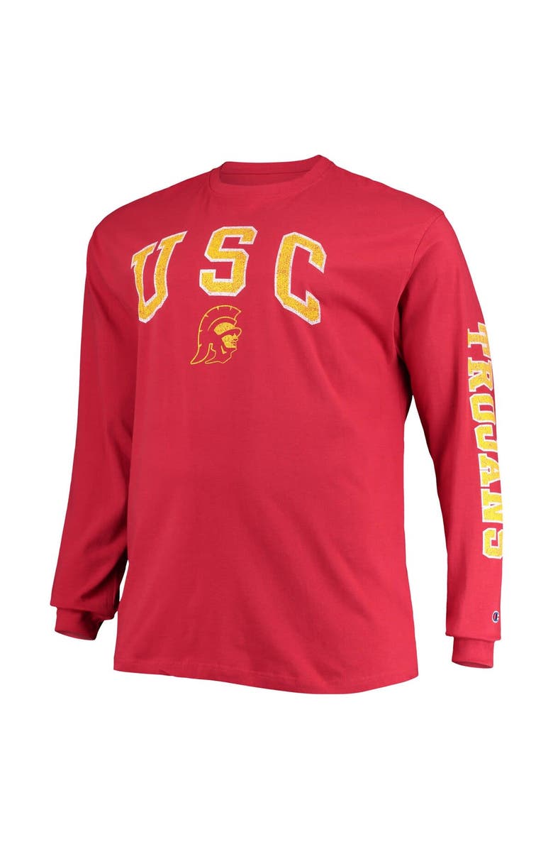 Champion Men's Champion Cardinal USC Trojans Big & Tall 2-Hit Long Sleeve T-Shirt, Alternate, color, Cardinal