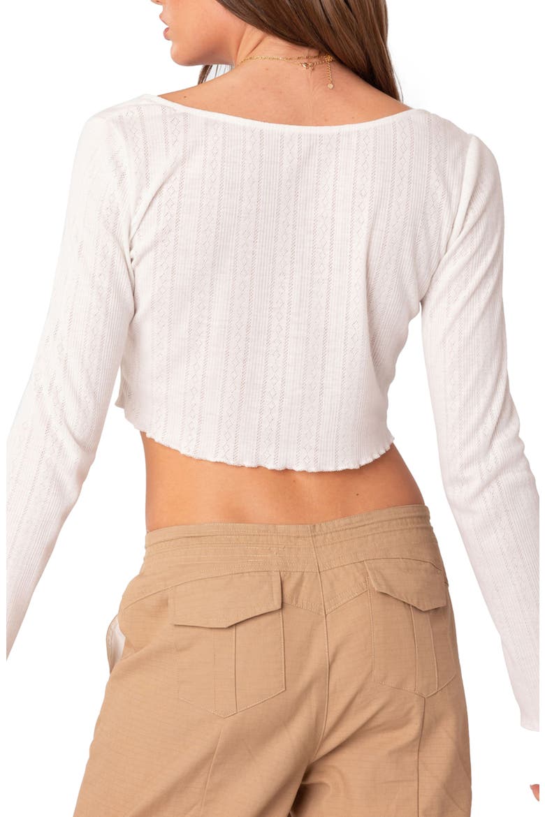 Pointelle Crop Top, Alternate, color, WHITE