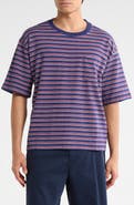 Brixton Poolside Stripe Boxy Cotton Piqué Cropped T-Shirt
