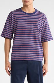 Brixton Poolside Stripe Boxy Cotton Piqué Cropped T-Shirt