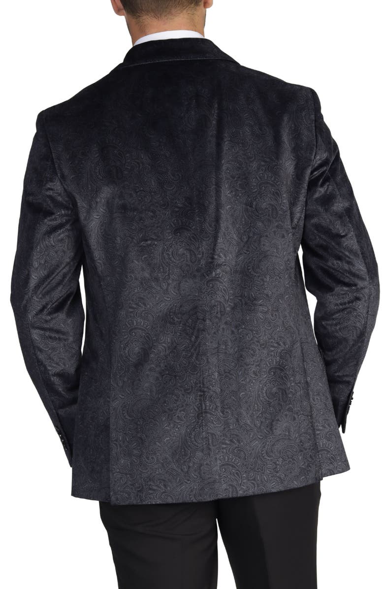 TailorByrd Tonal Paisley Velvet Sportcoat, Alternate, color, Black
