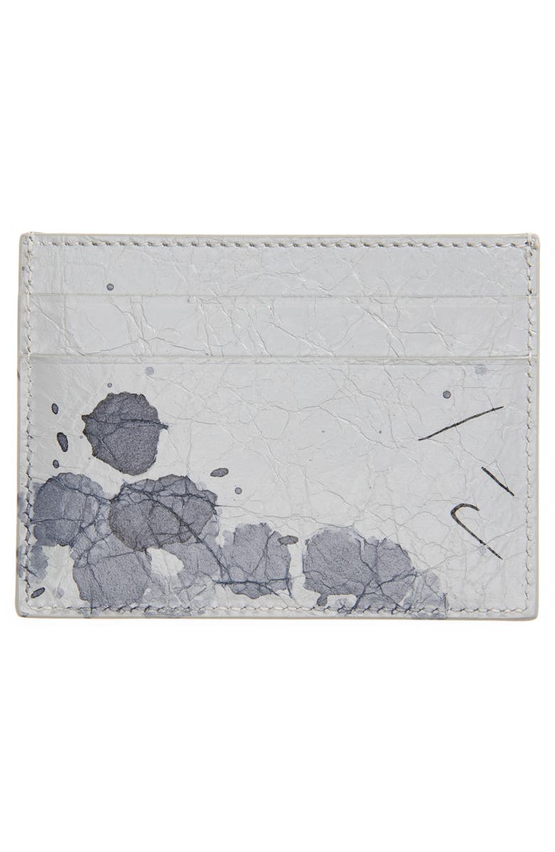 Balenciaga Cash Leather Card Holder, Alternate, color, Light Grey
