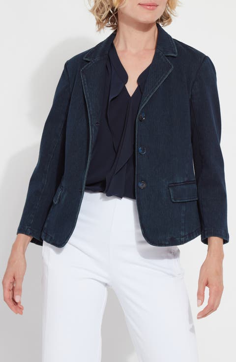 'Lyssentials Della Denim Crop Blazer