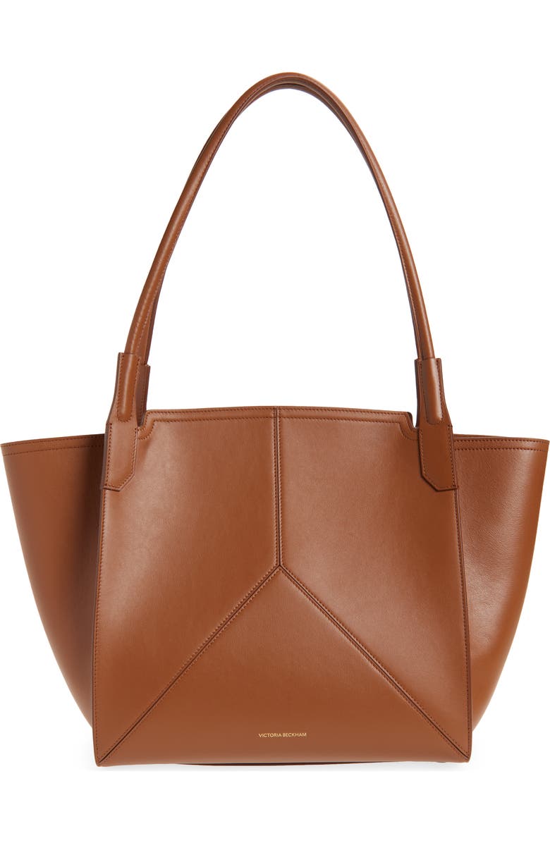 Victoria Beckham Small Victoria Leather Tote, Main, color, Dark Tan