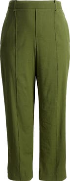 Vince High Waist Linen Blend Trousers