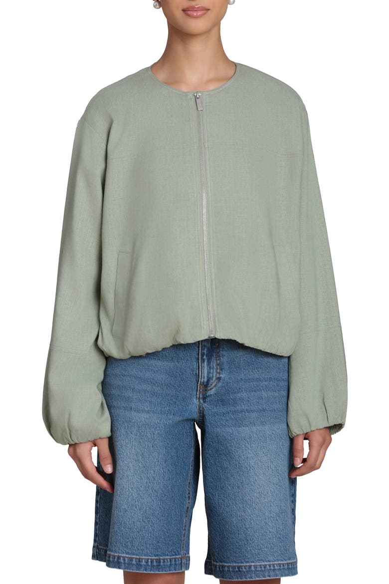 Bubble Sleeve Full Zip Jacket, Main, color, SOFT SAGE