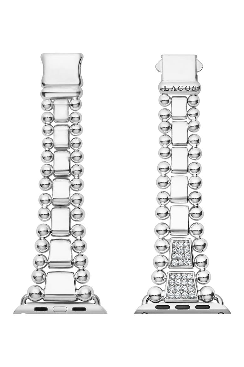 Smart Caviar Diamond Apple Watch® Watchband, Main, color, SILVER
