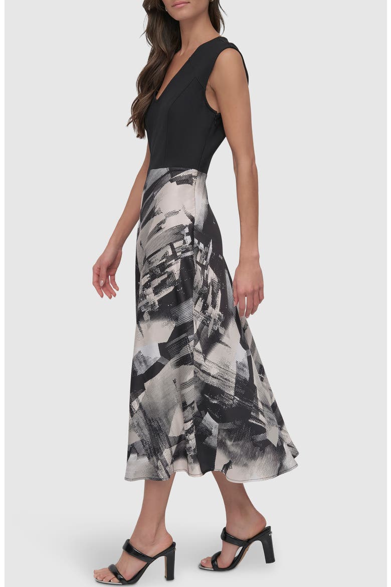 Mixed Media Dress, Alternate, color, BLACK SKYLINE