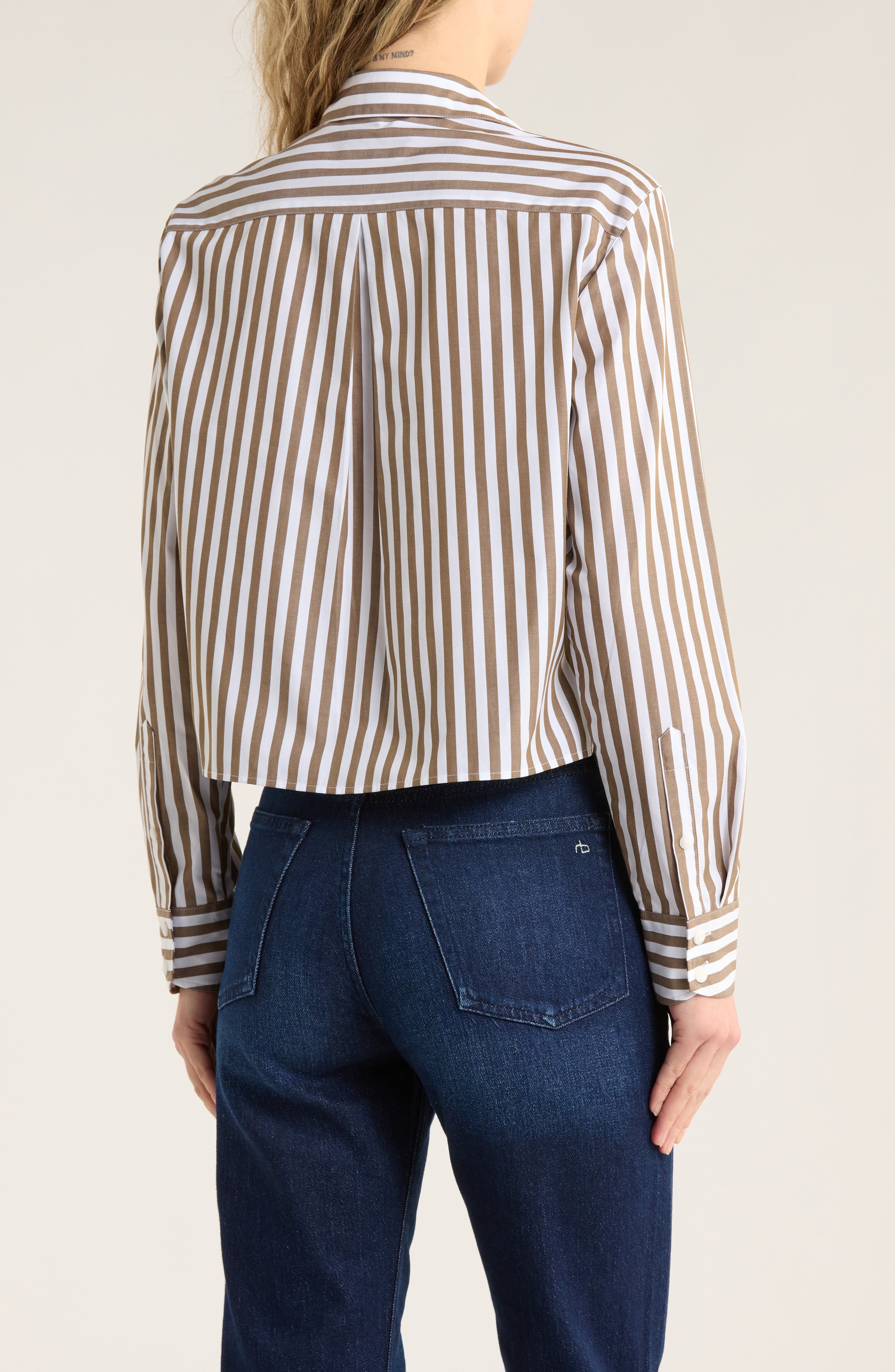 Mina Stripe Crop Cotton Shirt - image 2
