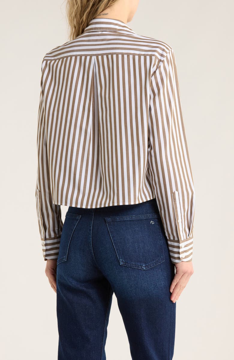 rag & bone Mina Stripe Crop Cotton Shirt, Alternate, color, Tam Stripe