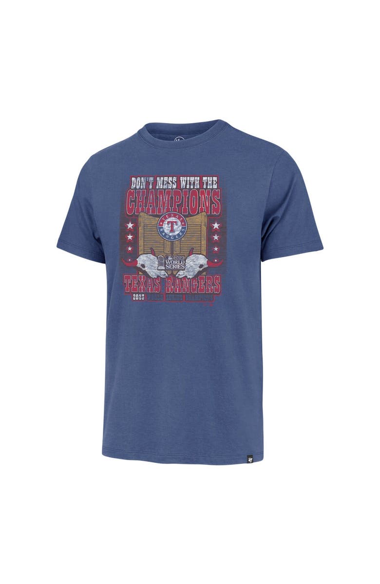 '47 Men's '47 Royal Texas Rangers 2023 World Series Champions Local Playoff Franklin T-Shirt, Alternate, color,