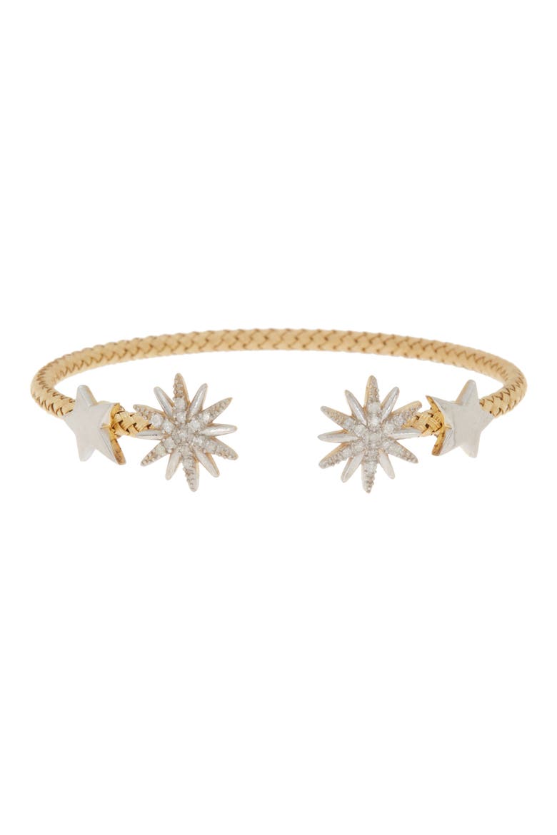18K Gold Plated Diamond Bangle Bracelet - 0.20 ctw, Main, color, YELLOW GOLD