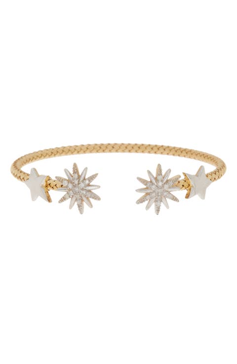 18K Gold Plated Diamond Bangle Bracelet - 0.20 ctw
