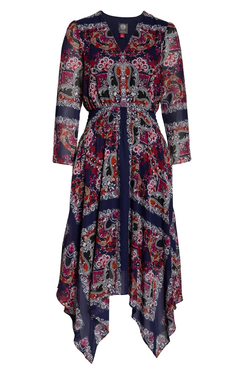 Vince Camuto Paisley Handkerchief Hem Midi Dress, Alternate, color,