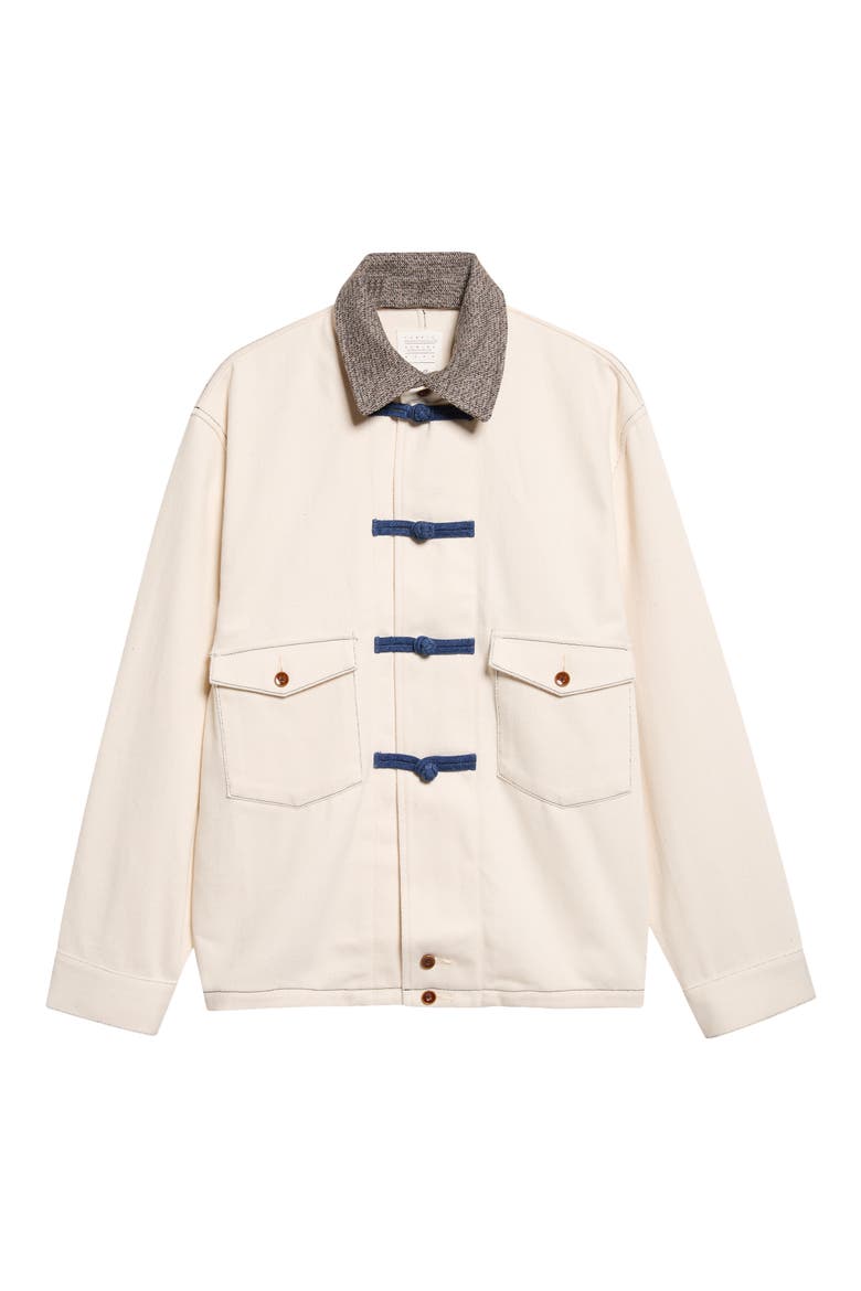Loose Denim Jacket with Adjustable Collar, Main, color, WHITE