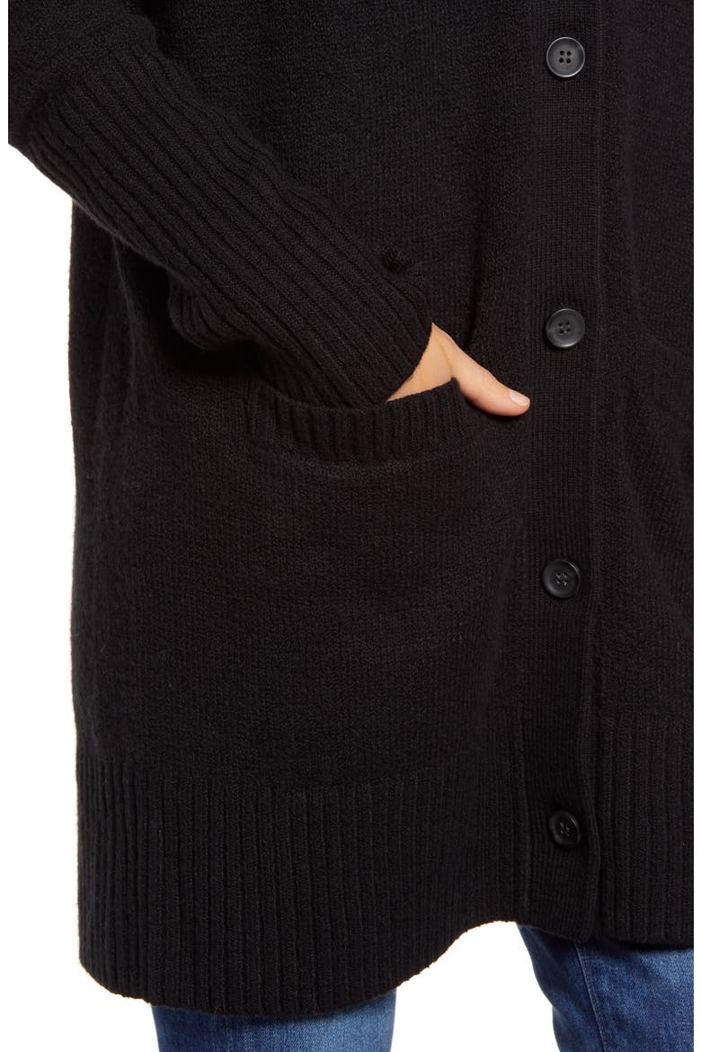 Longline Cardigan, Alternate, color, BLACK