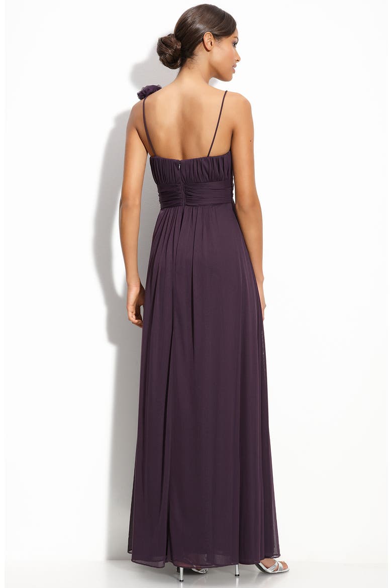 Flower Trim Jersey Gown, Alternate, color, PLUM STONE