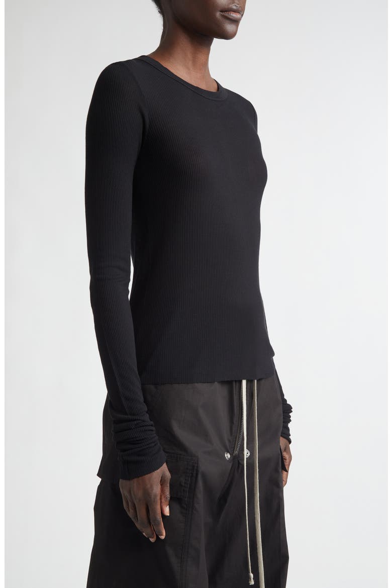 Crop Rib Long Sleeve T-Shirt, Alternate, color, BLACK