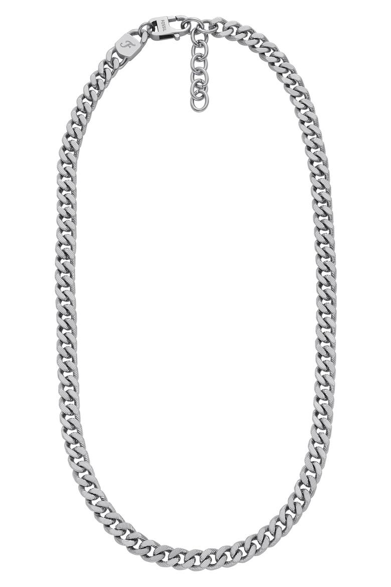 Men's Harlow Linear Texture Chain Necklace, Alternate, color, SILVER
