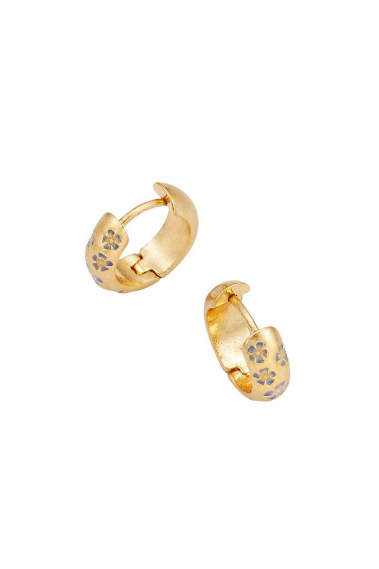 Periwinkle Huggie Earrings, Alternate, color, Gold