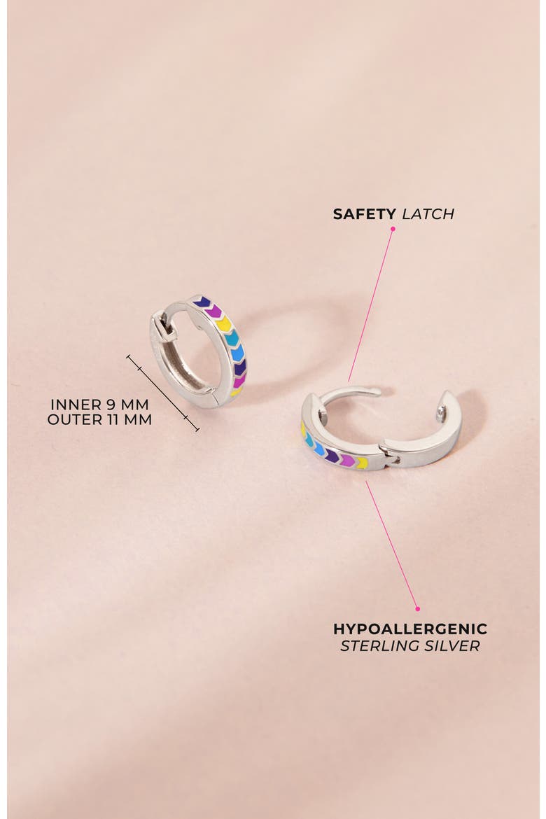 Rainbow Enamel Girls Huggie Hoops, Alternate, color, Multi-Color