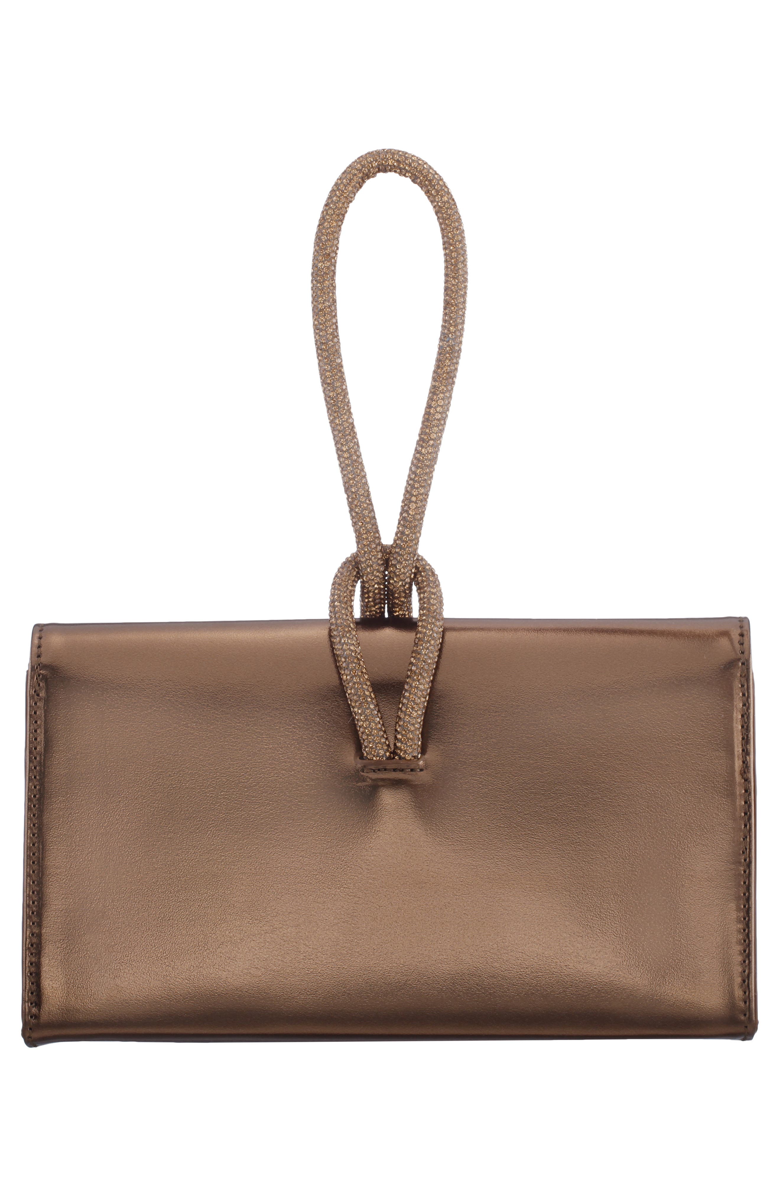 Nina Kaylee Metallic Faux Leather Clutch, Alternate, color, Bronze