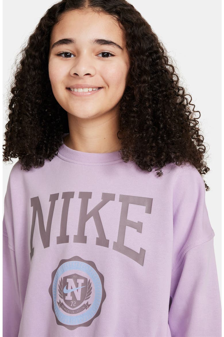 Kids' Sportswear Club Boxy Sweatshirt, Alternate, color, DOLL/ TAUPE GREY