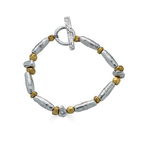 Mixed Metal Organic Bead Bracelet