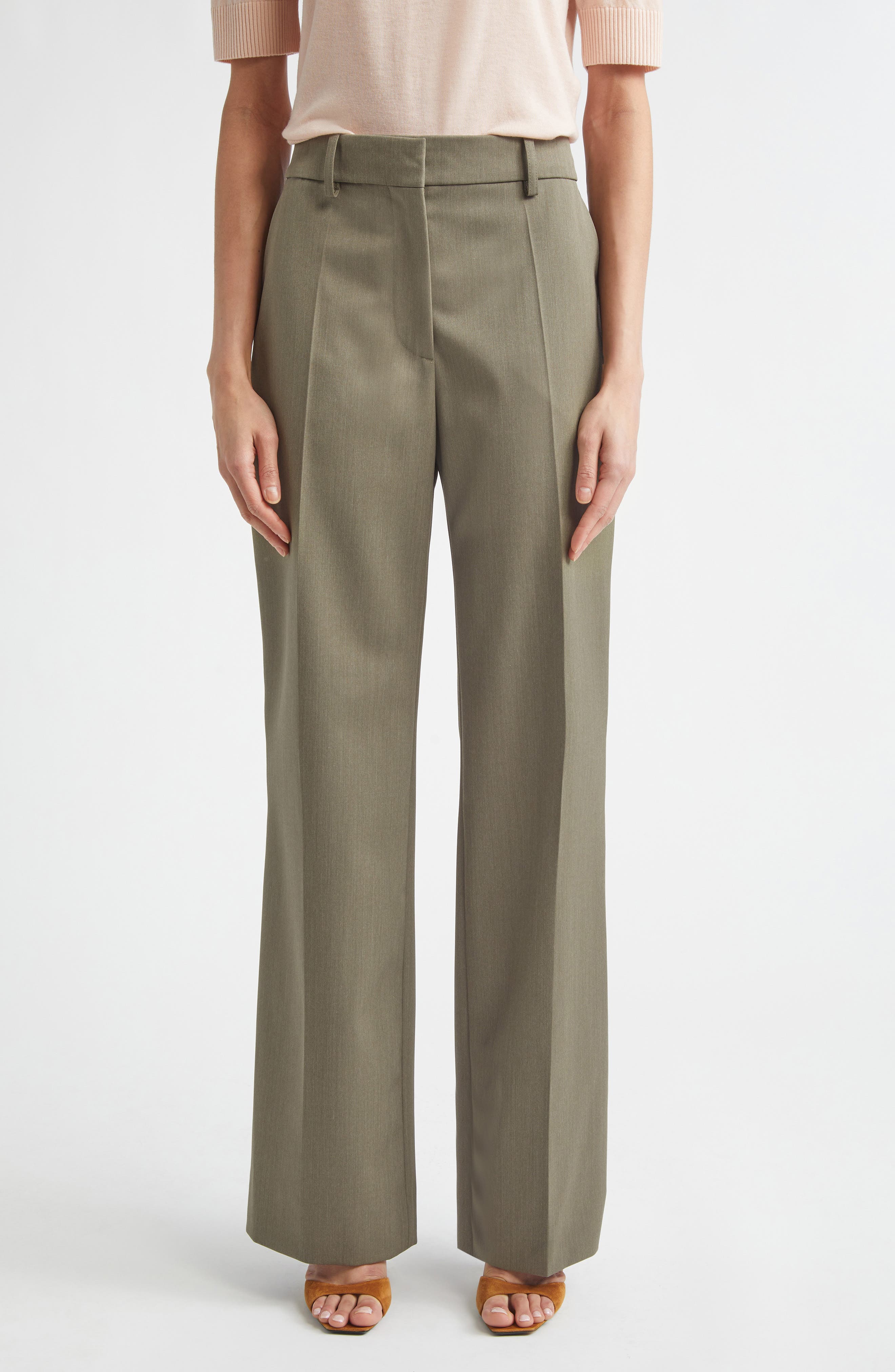 Tailored Straight Leg Wool Blend Trousers