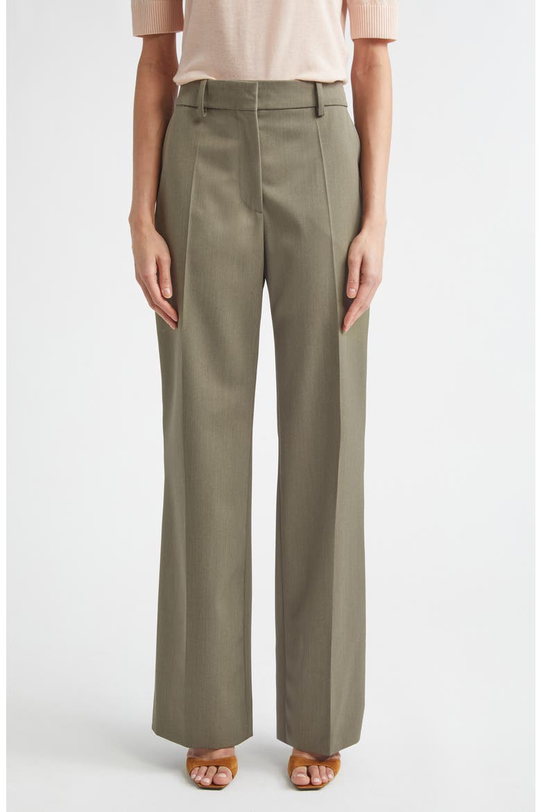 Tailored Straight Leg Wool Blend Trousers, Main, color, SAGE MELANGE