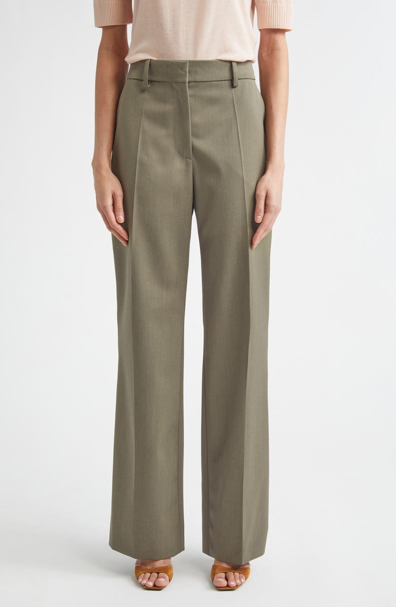 Victoria Beckham Tailored Straight Leg Wool Blend Trousers, Main, color, Sage Melange