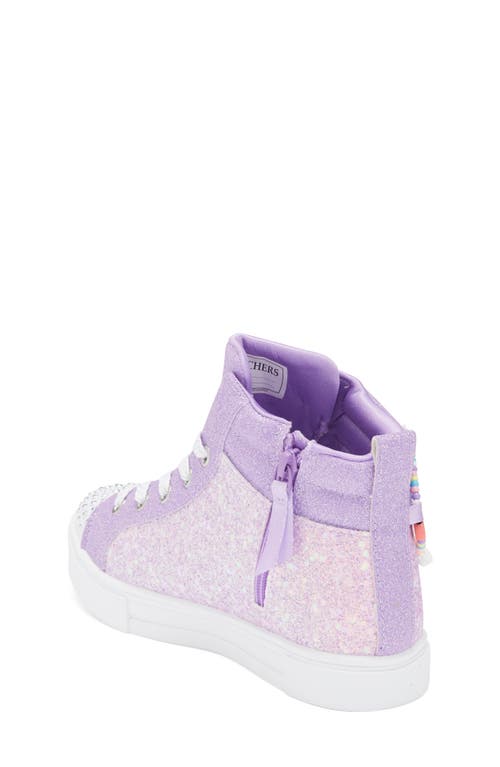 Skechers Kids' Twinkle Sparks Light-up Glitter High Top Sneaker In Purple