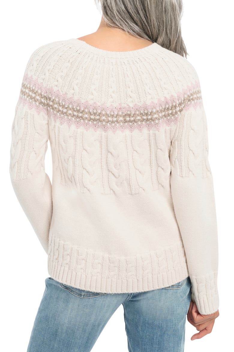 Olga Cotton Blend Cable Knit Sweater, Alternate, color, WINTER WHTE MULTI