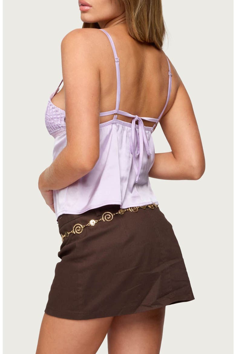 Blanca Lace Trim Satin Camisole, Alternate, color, LILAC