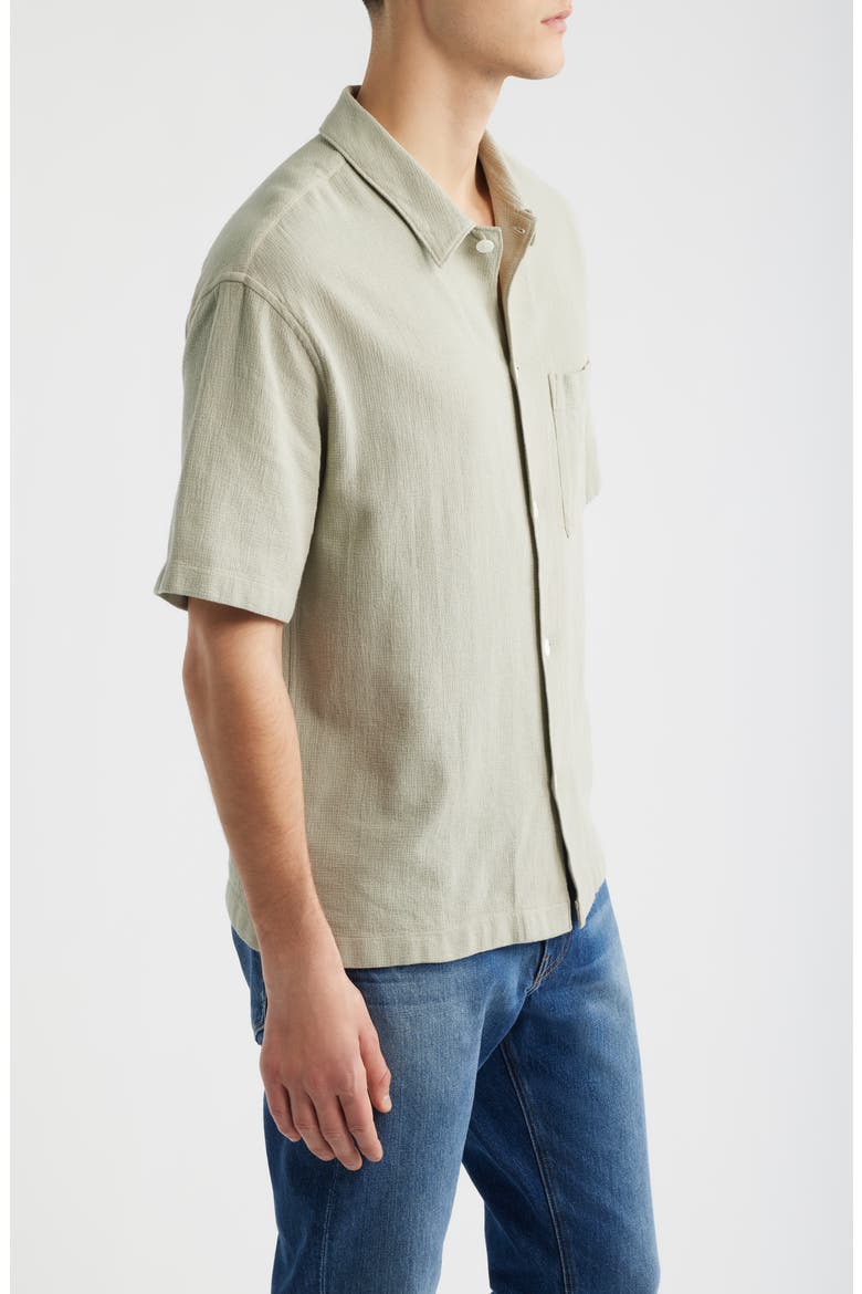 Open Weave Short Sleeve Button-Up Shirt, Alternate, color, MOSS GREEN