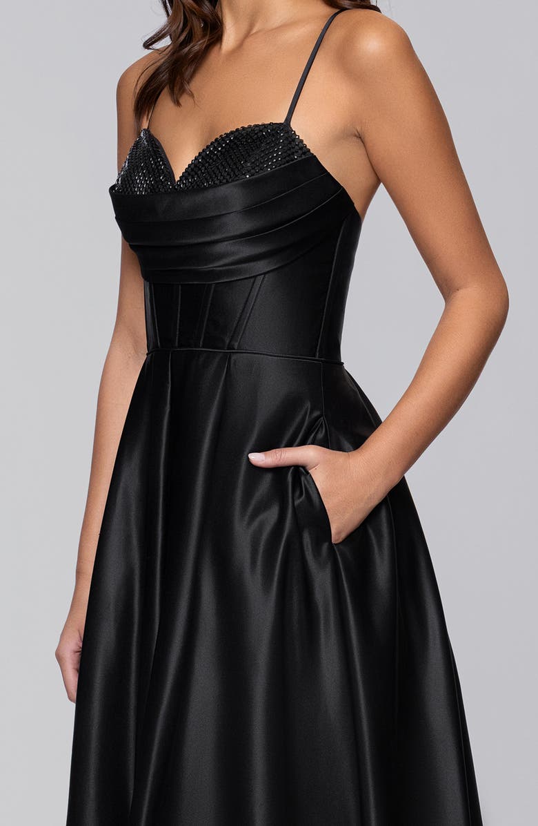 Blondie Nites Diamante Lace-Up Ballgown, Alternate, color, 