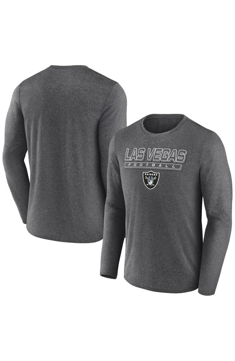 FANATICS Men's Fanatics Heather Charcoal Las Vegas Raiders Fundamentals Long Sleeve T-Shirt, Main, color, Heather Charcoal