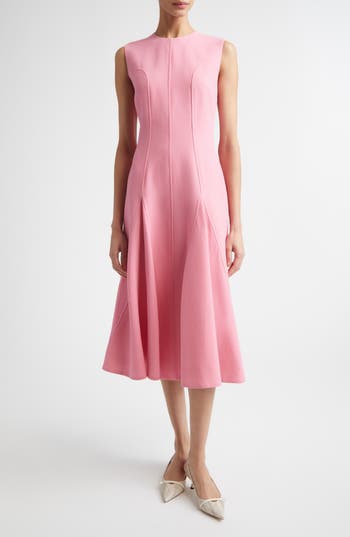 Emilia Wickstead Benicia Wool Crepe Midi Dress In Pink