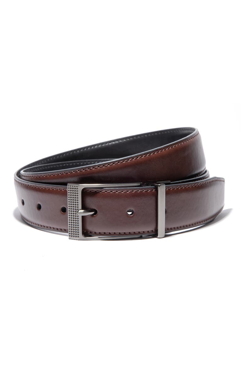 Textured Buckle Reversible Faux Leather Belt, Main, color, BROWN/ BLACK