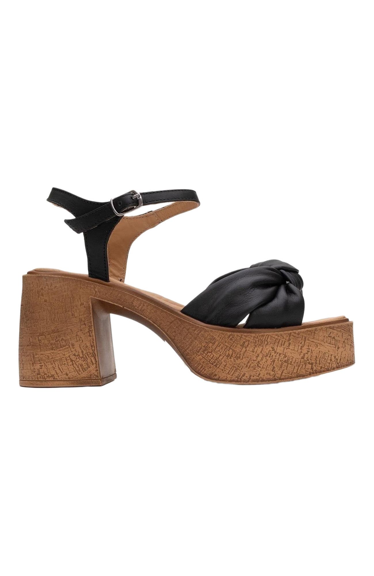 Forever & Always Shoes Tily Platform Wedge Leather Sandal, Alternate, color, Black Leather