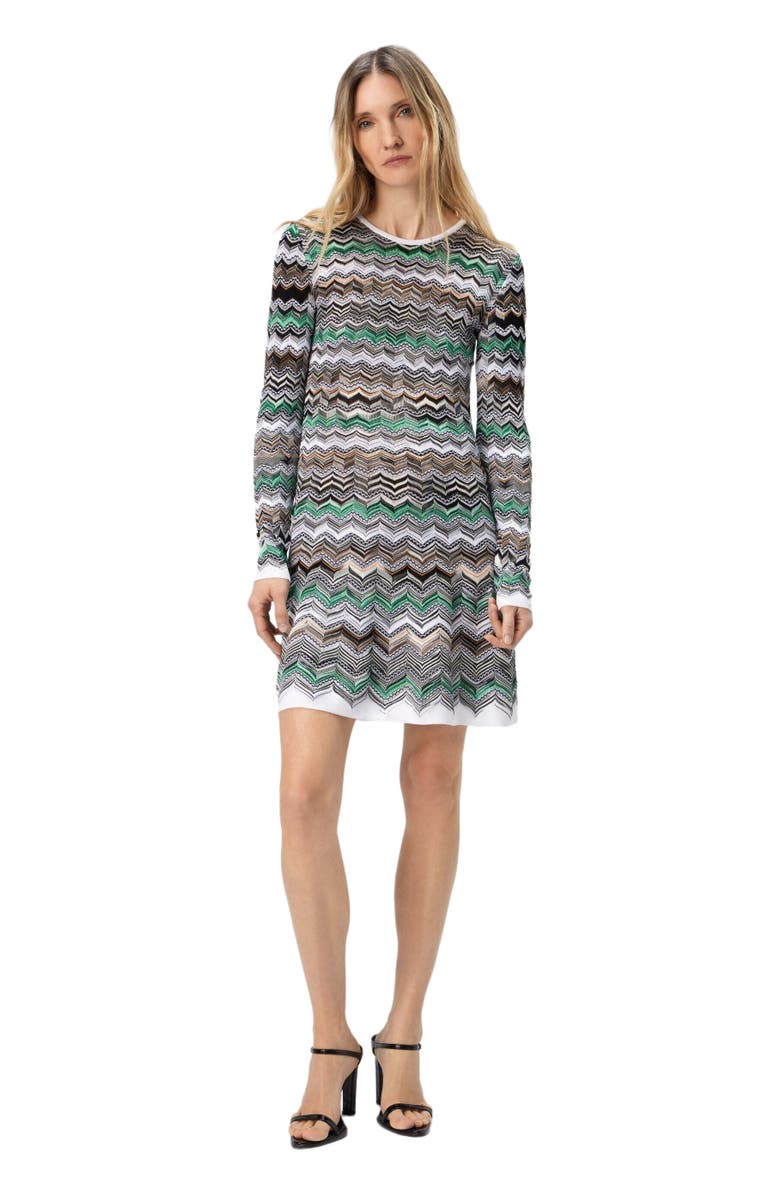 Missoni Mini Dress In English Rib Knit With Flame Pattern, Main, color, Multicoloured