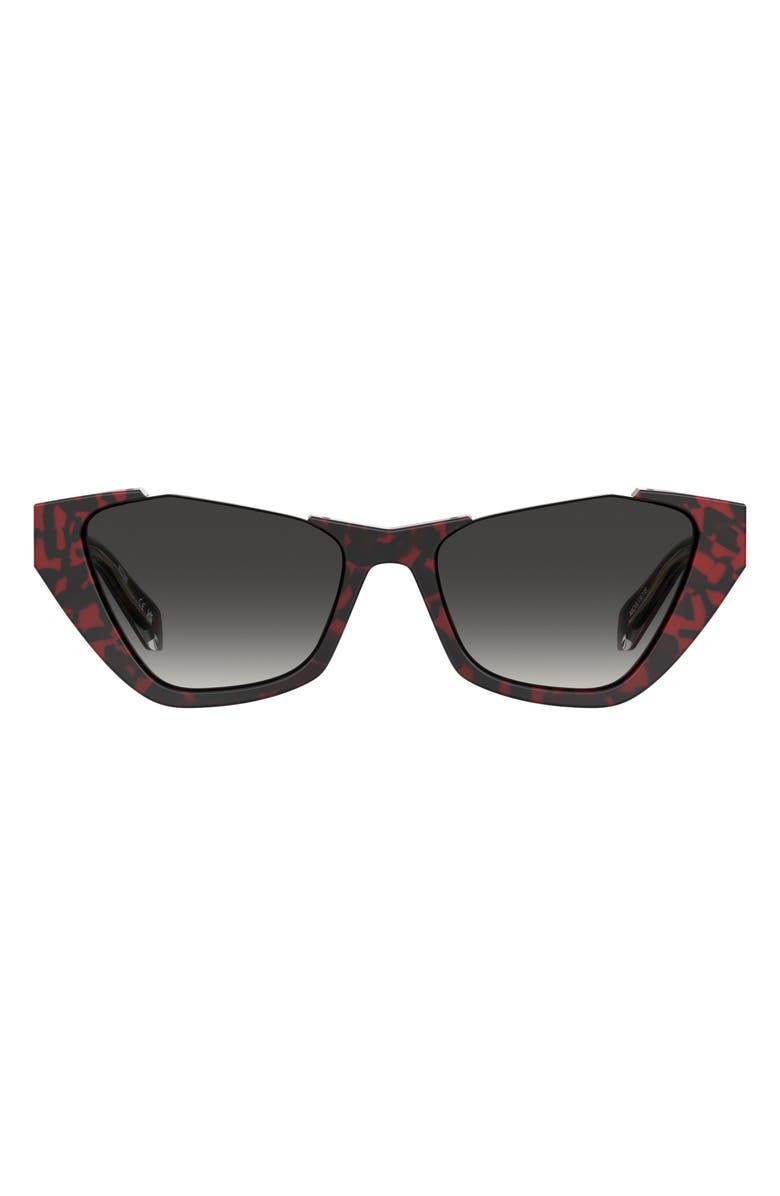 Moschino 53mm Cat Eye Sunglasses, Main, color, Red Havana/ Dark Grey