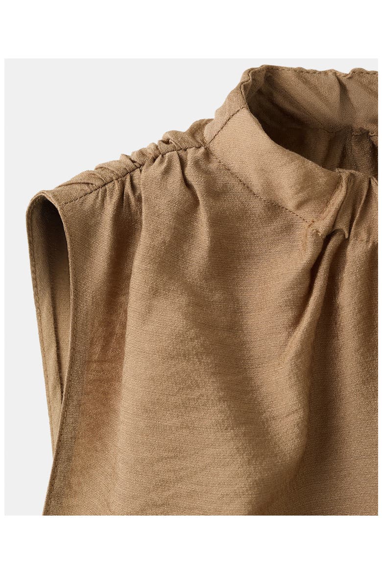 Mock Neck Satin Top, Alternate, color, BROWN