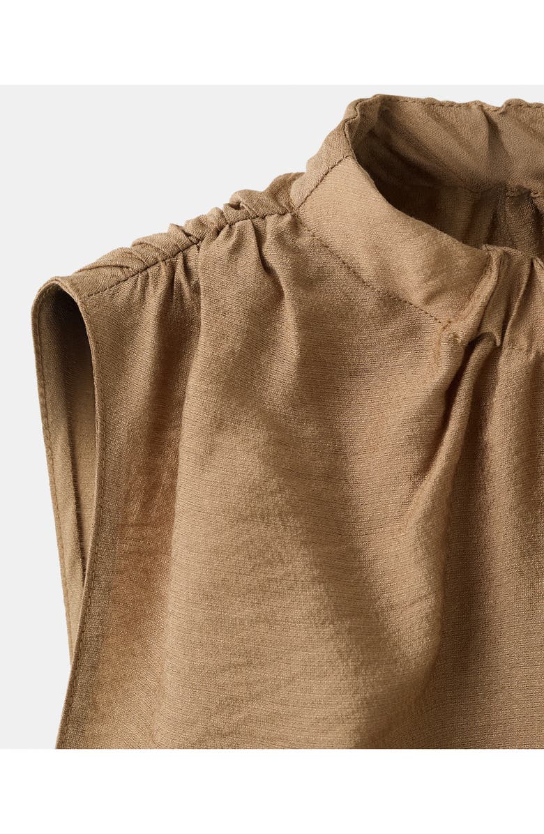 MANGO Mock Neck Satin Top, Alternate, color, Brown