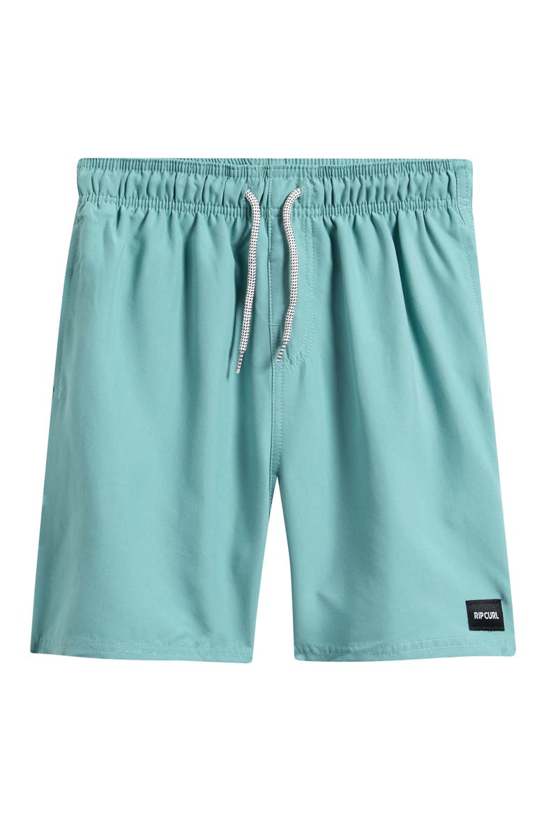 Kids' Offset Volley Swim Trunks, Main, color, BLUE LAGOON