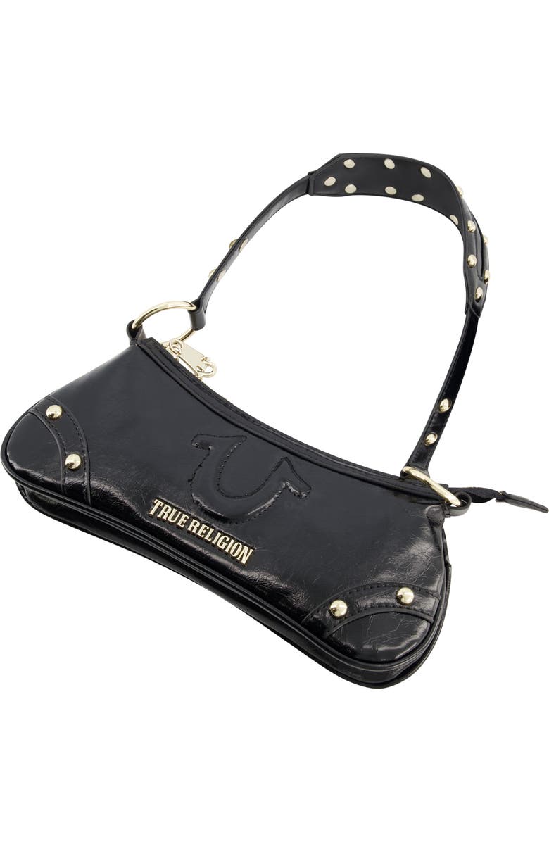 True Religion Studded Horseshoe Shoulder Bag, Alternate, color, Black